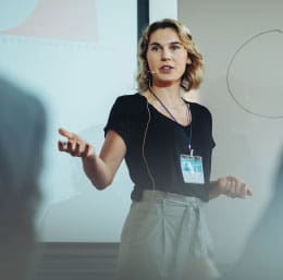 A woman giving a presentation